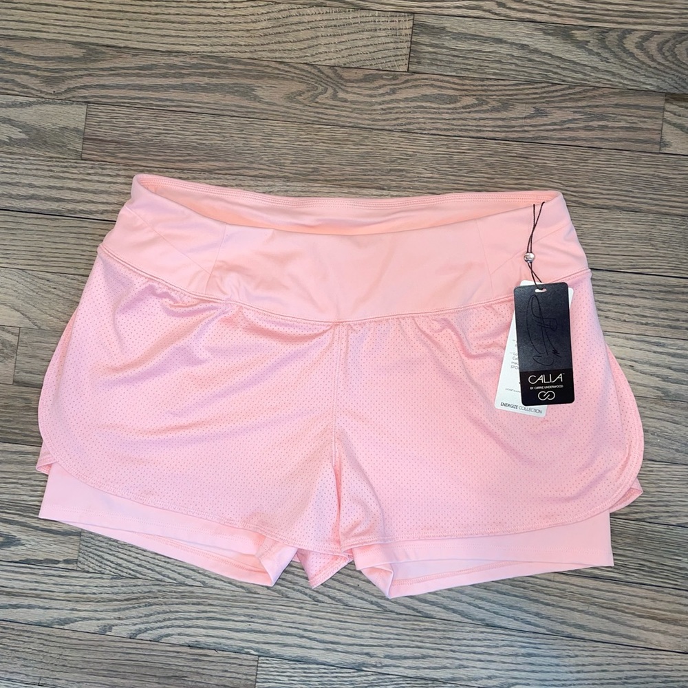 NWT CALIA Womens Double Layer Shorts Sugar Rose L